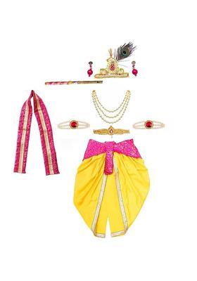 Pink Colourblocked Silk Costume For Boys 