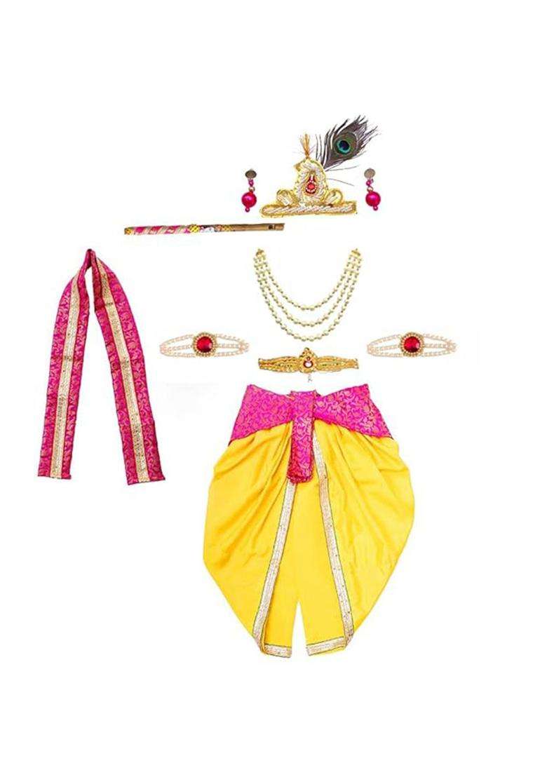Pink Colourblocked Silk Costume For Boys  - Indya