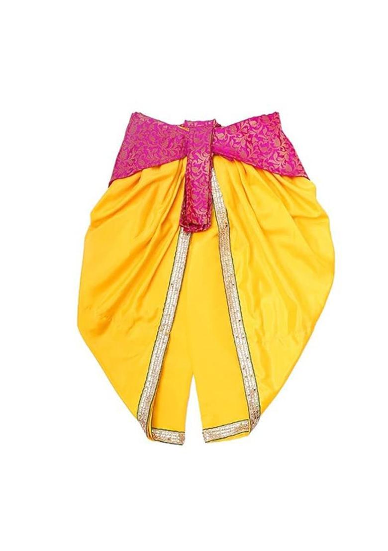 Pink Colourblocked Silk Costume For Boys  - Indya