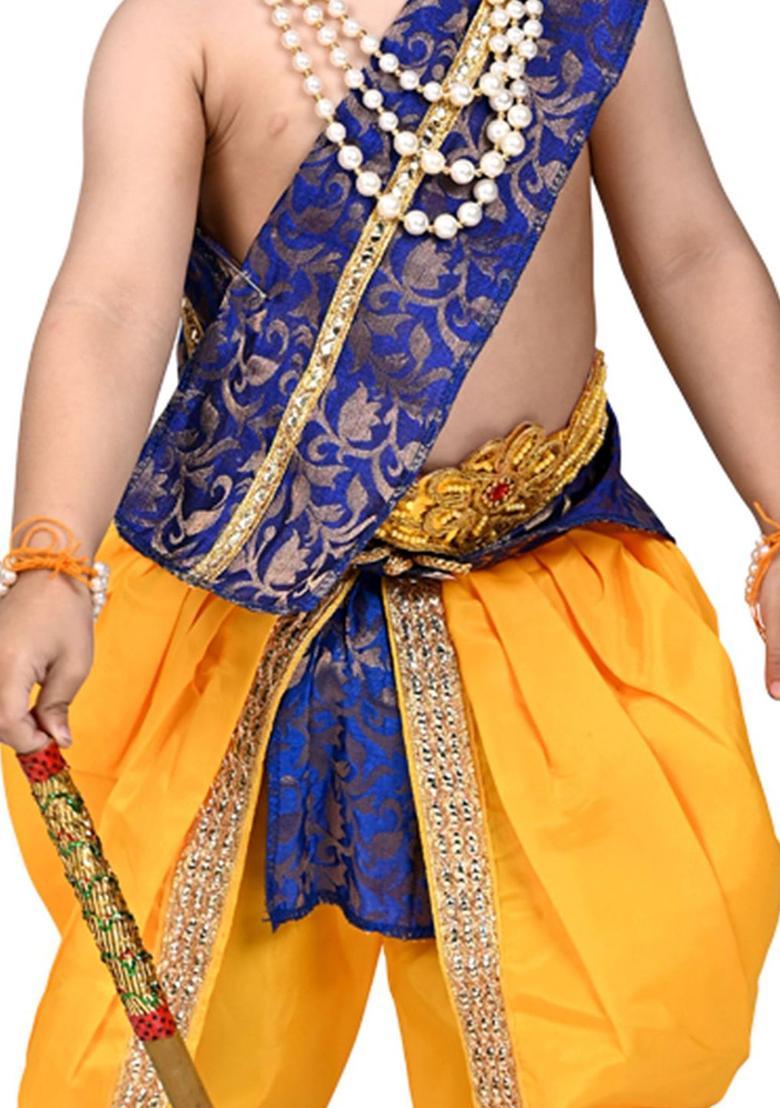 Blue Woven Design Silk Costume For Boys  - Indya