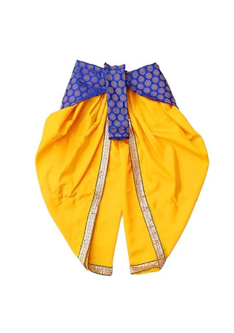 Blue Colourblocked Silk Costume For Boys  - Indya