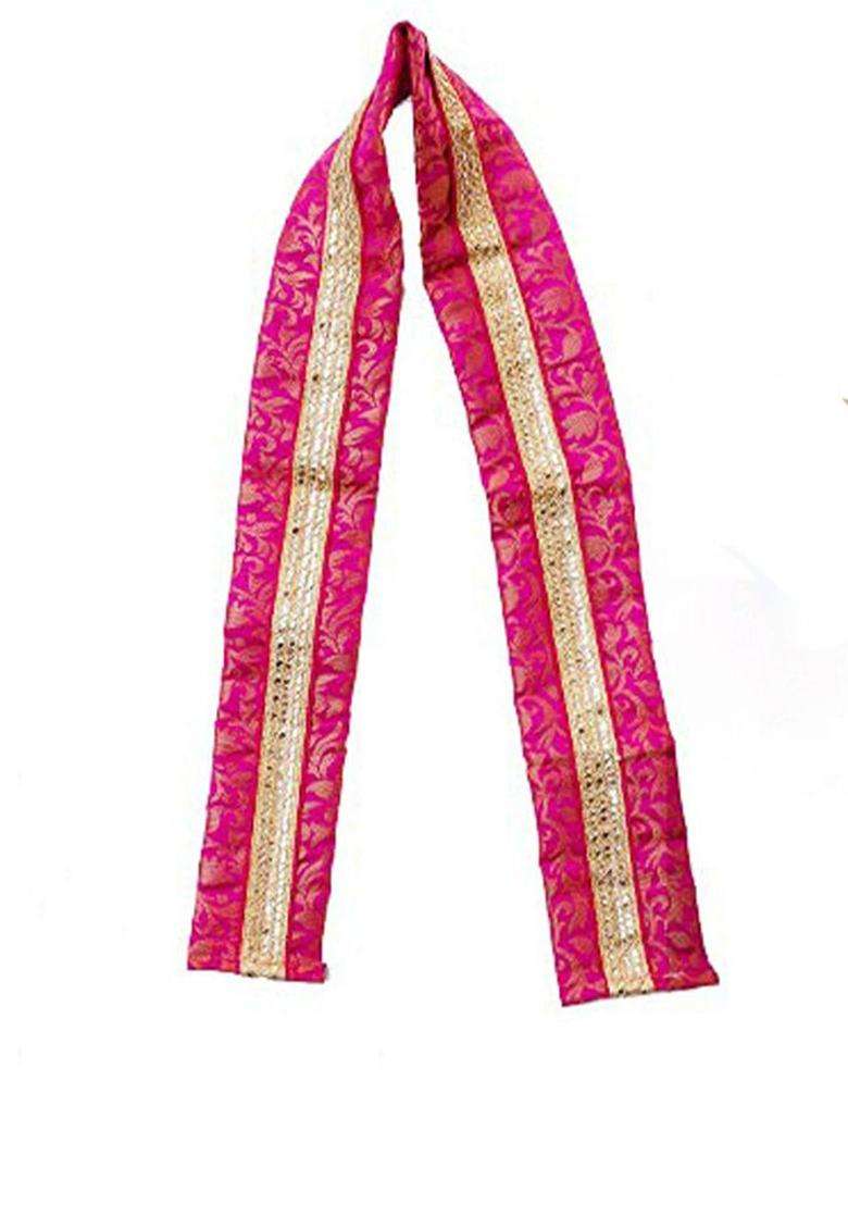 Magenta Colourblocked Silk Costume For Boys  - Indya