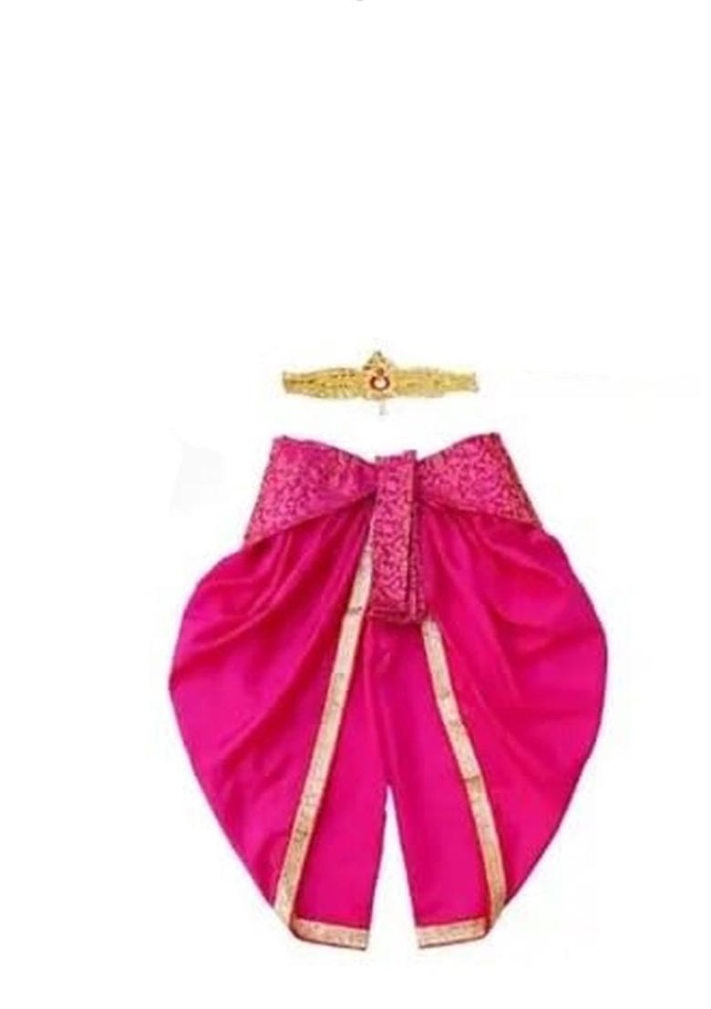Magenta Colourblocked Silk Costume For Boys  - Indya