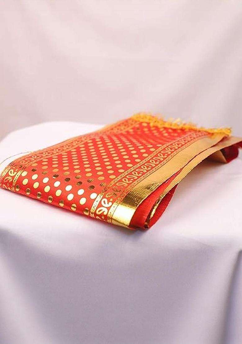 Red Embellished Silk Costume For Boys  - Indya