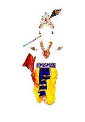 Yellow Solid Silk Costume For Boys 