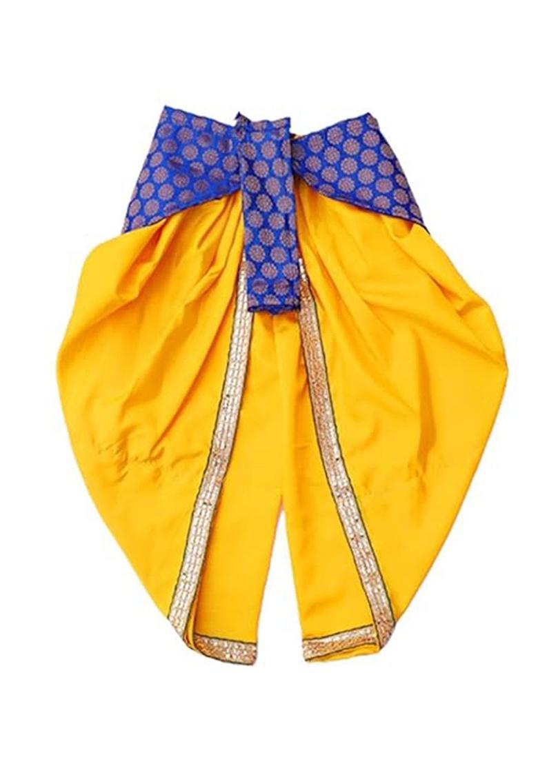 Blue Embellished Silk Costume For Boys  - Indya
