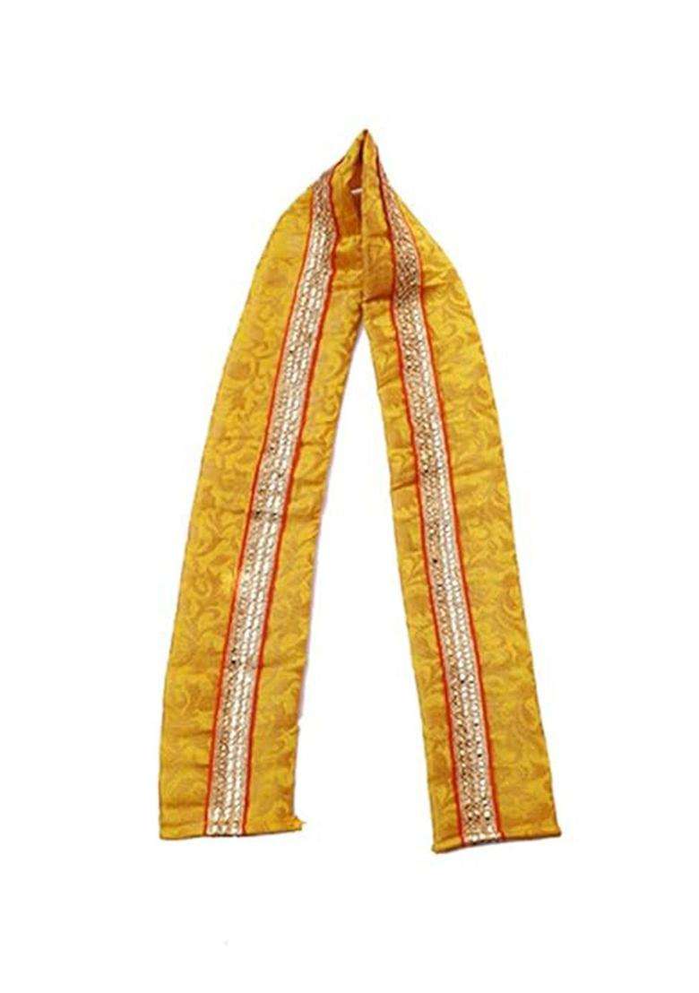 Yellow Embellished Silk Costume For Boys  - Indya