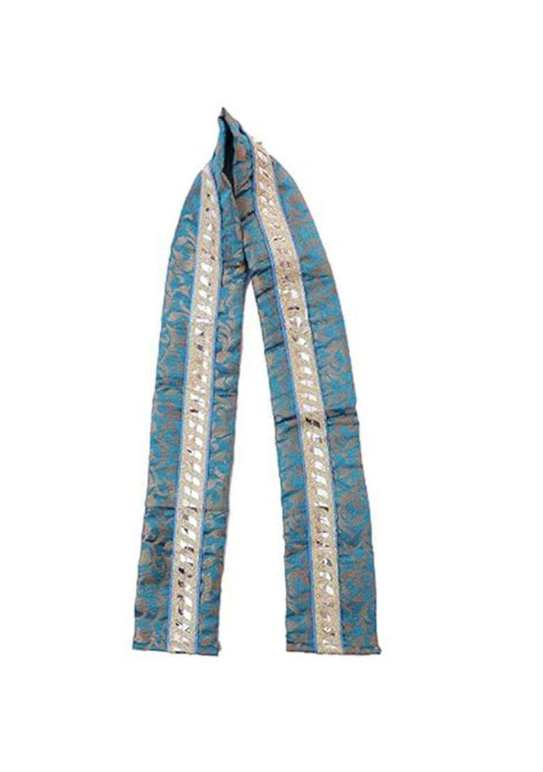 Turquoise Blue Embellished Silk Costume For Boys  - Indya