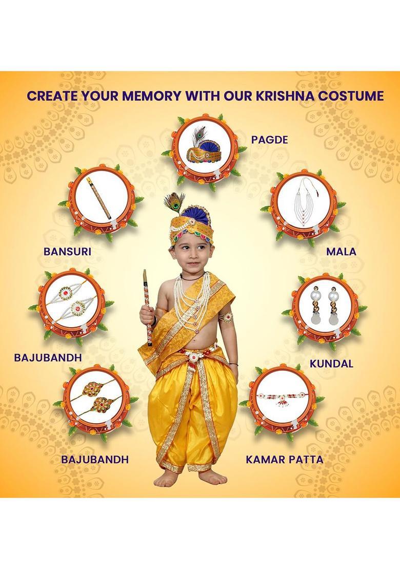 Yellow Solid Silk Costume For Boys  - Indya