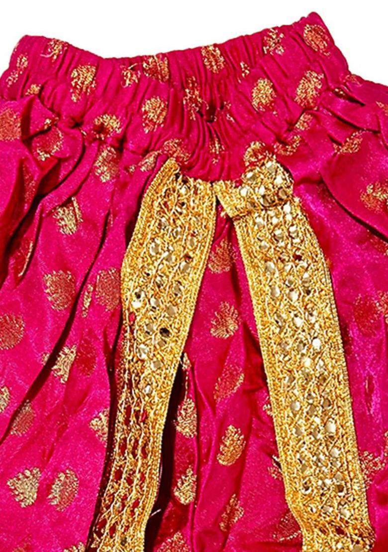 Magenta Embellished Silk Costume For Boys  - Indya
