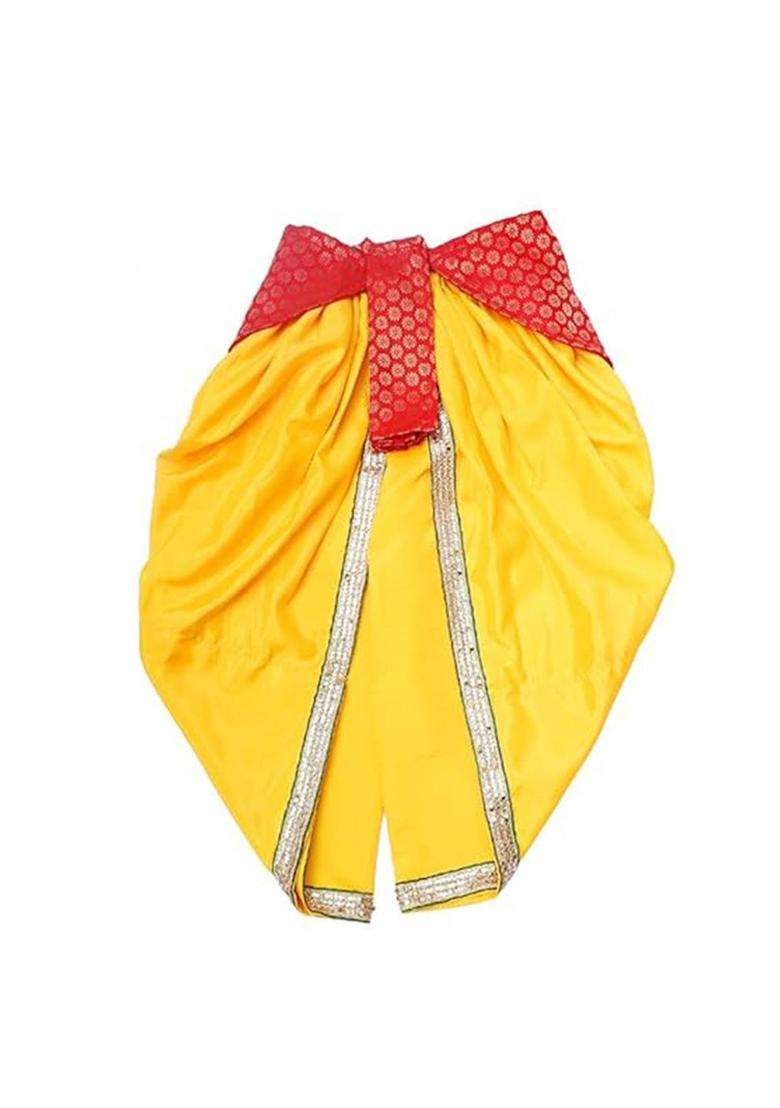 Red Colourblocked Silk Costume For Boys  - Indya