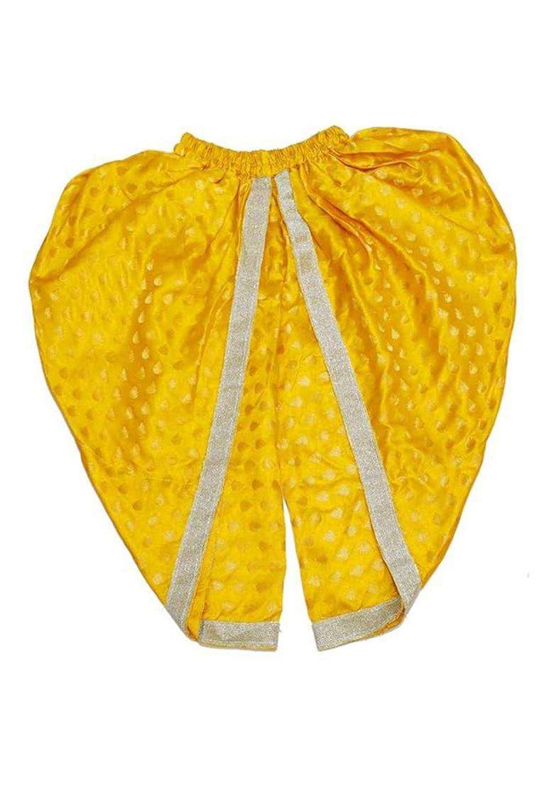 Yellow Colourblocked Silk Costume For Boys  - Indya