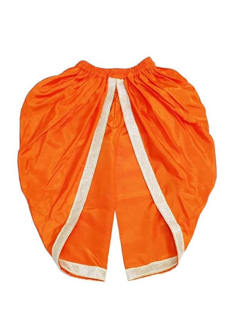 Orange Colourblocked Silk Costume For Boys  - Indya