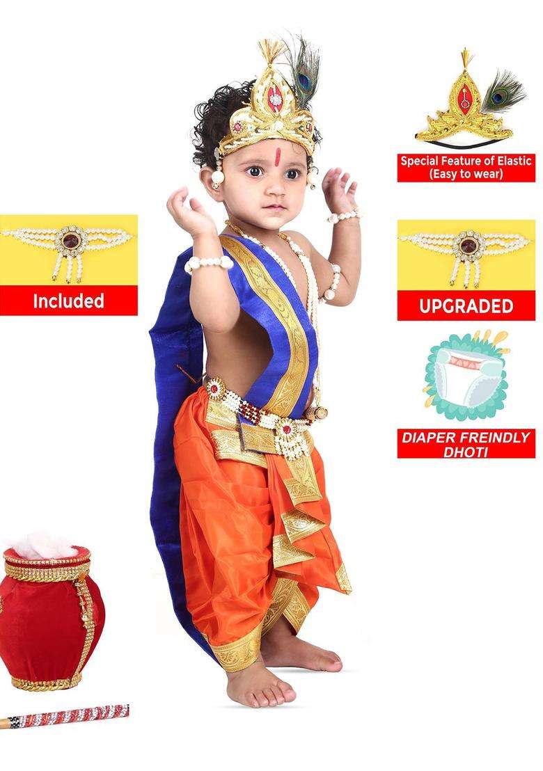Blue Solid Polyester Costume For Boys  - Indya