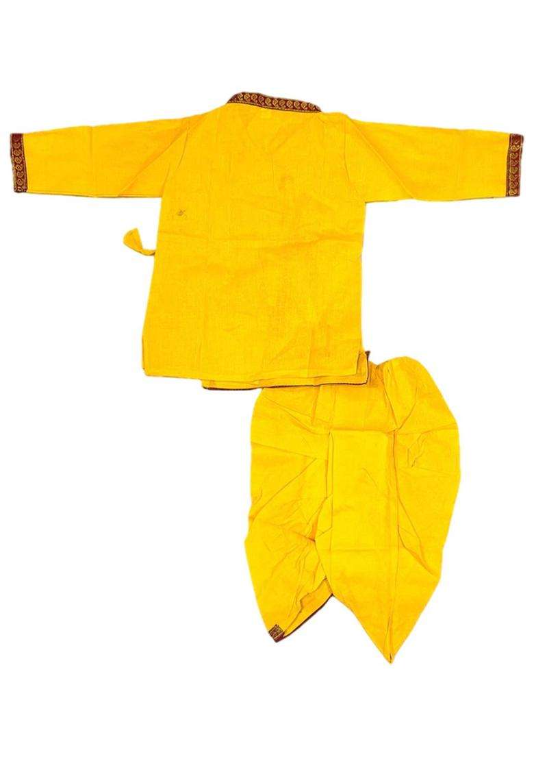 Yellow Printed Cotton Costume For Boys  - Indya