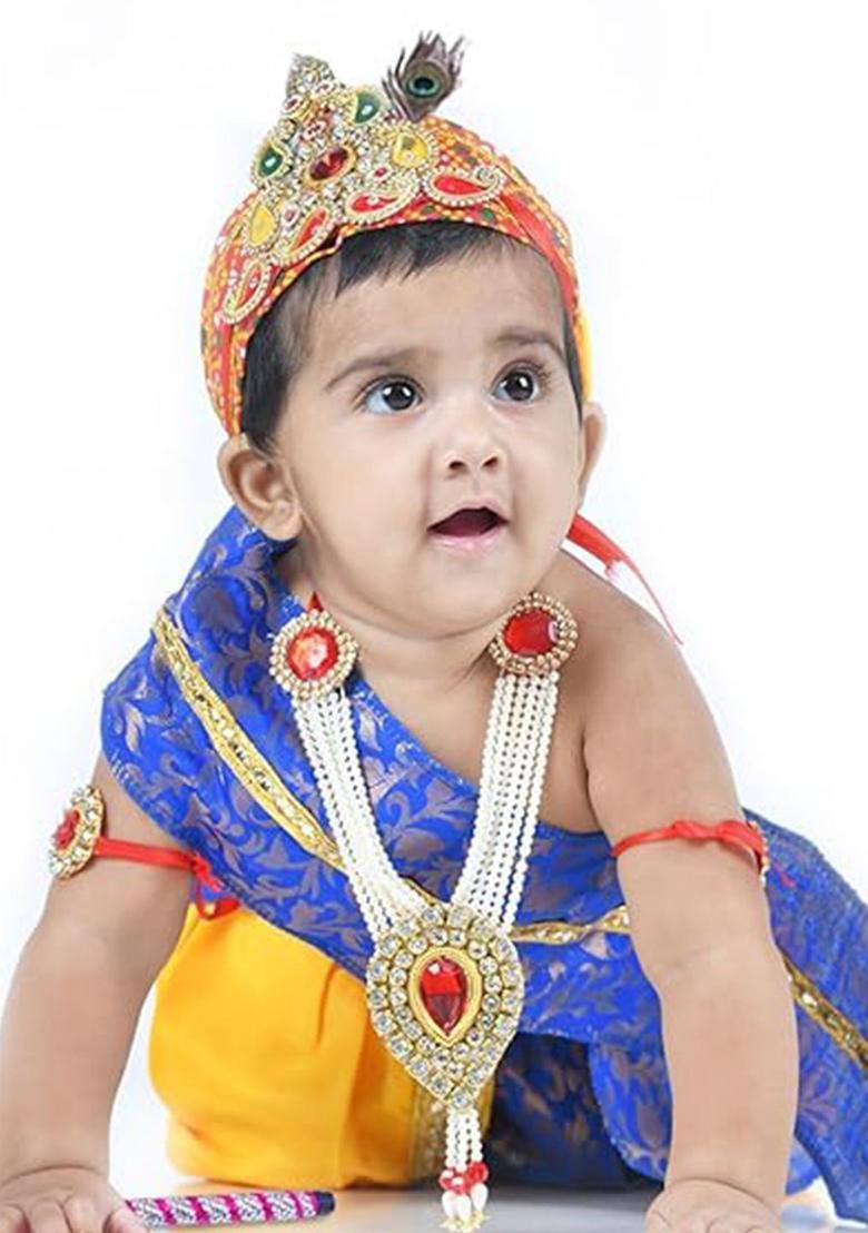 Yellow Colourblocked Silk Costume For Boys  - Indya