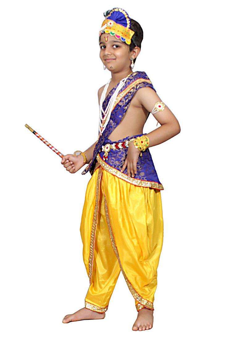 Blue Woven Design Silk Costume For Boys  - Indya