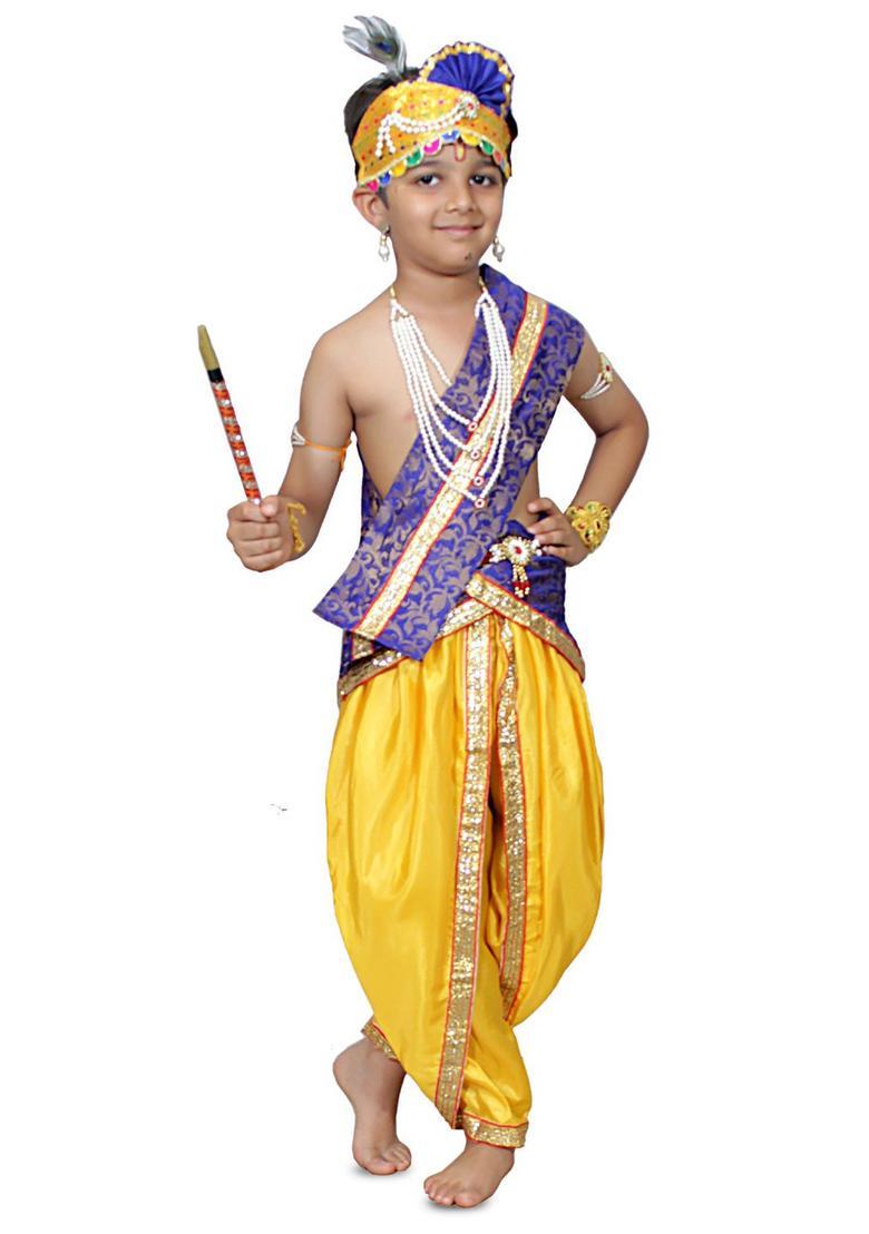 Blue Woven Design Silk Costume For Boys  - Indya