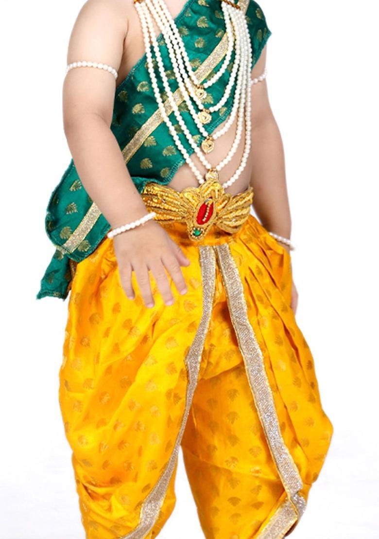 Yellow Woven Design Cotton Costume For Boys  - Indya