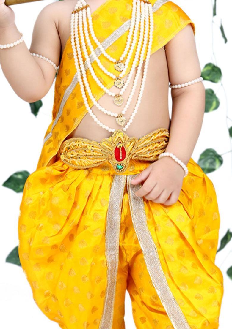 Yellow Woven Design Cotton Costume For Boys  - Indya