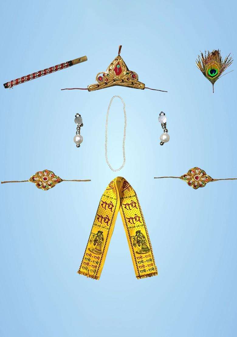 Golden Colourblocked Polyester Costume For Boys  - Indya