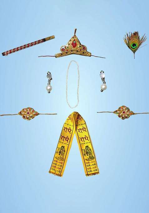 Golden Colourblocked Polyester Costume For Boys 