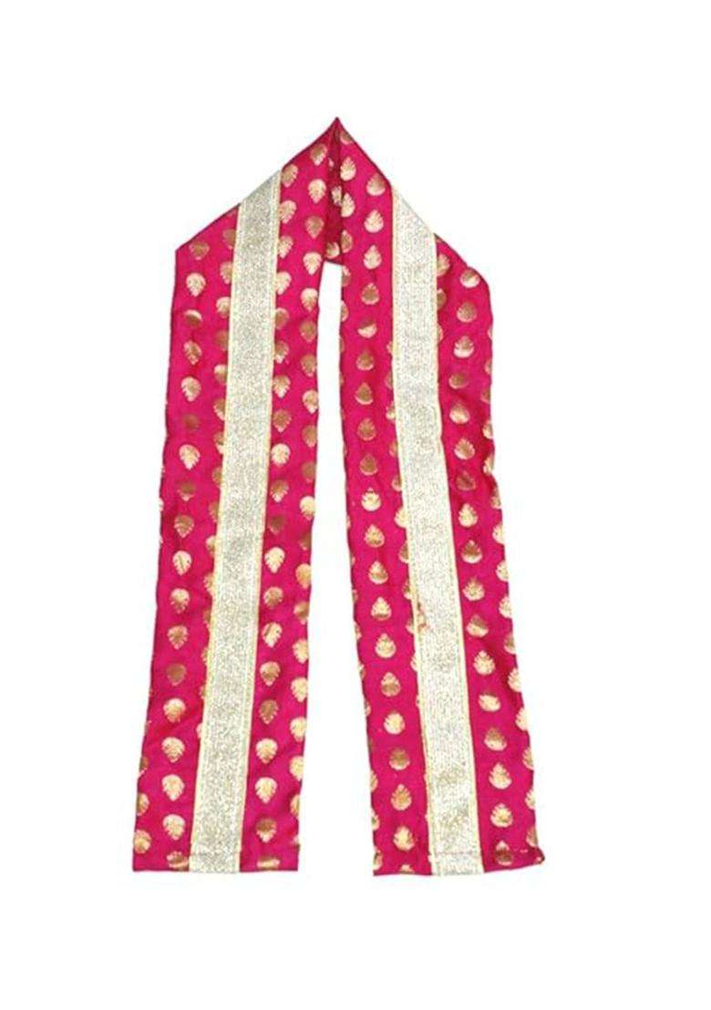 Magenta Colourblocked Silk Costume For Boys  - Indya