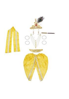 Yellow Colourblocked Silk Costume For Boys 