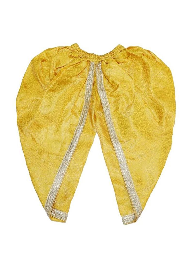 Yellow Colourblocked Silk Costume For Boys  - Indya