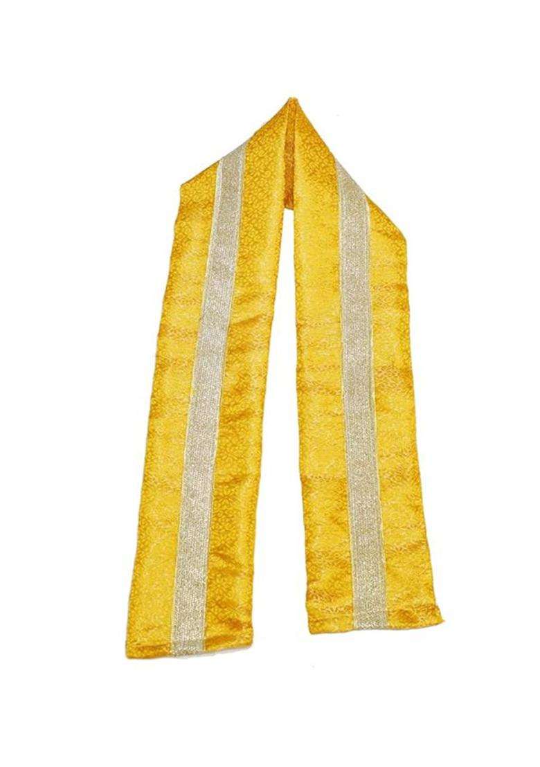 Yellow Colourblocked Silk Costume For Boys  - Indya
