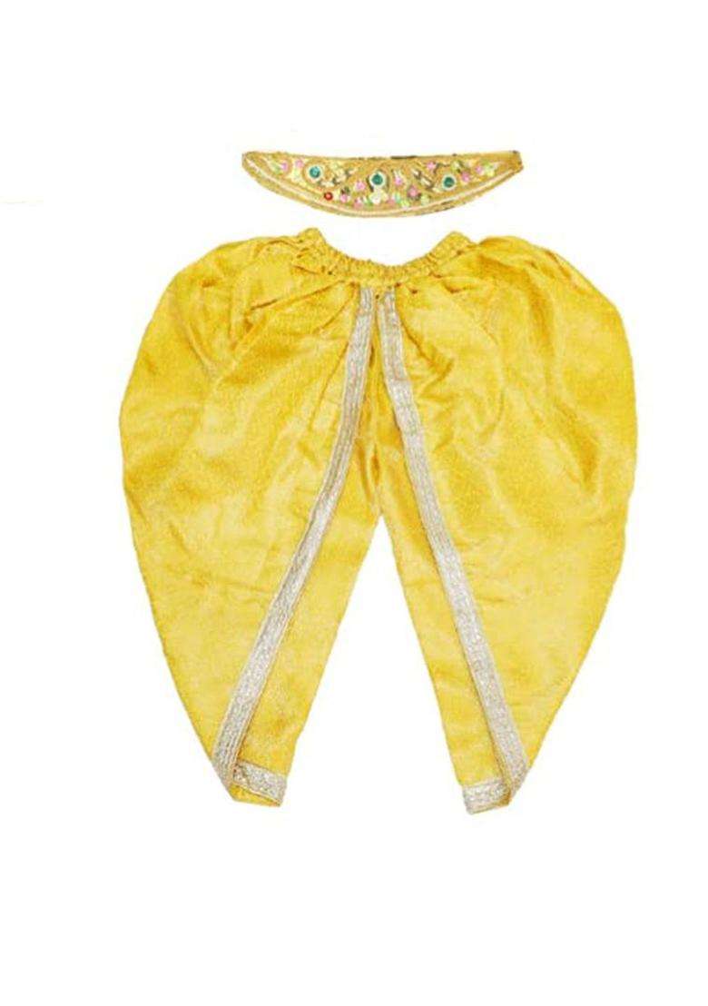 Yellow Colourblocked Silk Costume For Boys  - Indya