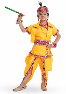 Yellow Embellished Polyester Costume For Boys 