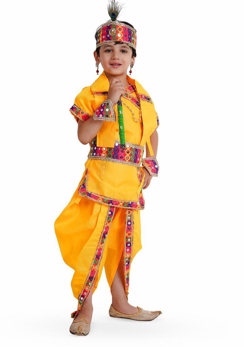 Yellow Embellished Polyester Costume For Boys  - Indya