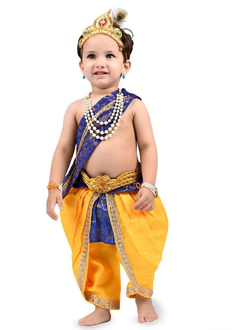 Yellow Woven Design Cotton Costume For Boys  - Indya