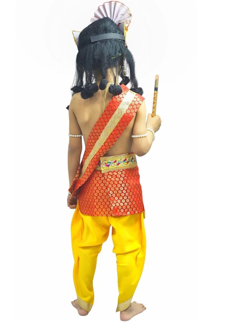 Red Embroidered Silk Costume For Boys  - Indya