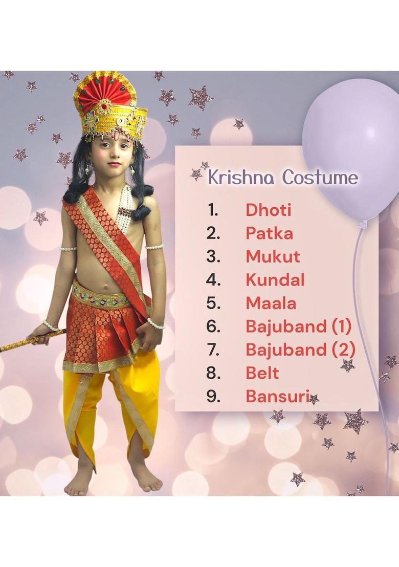 Red Embroidered Silk Costume For Boys  - Indya