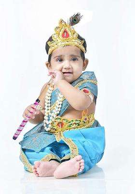 Turquoise Blue Blended Costume For Boys 