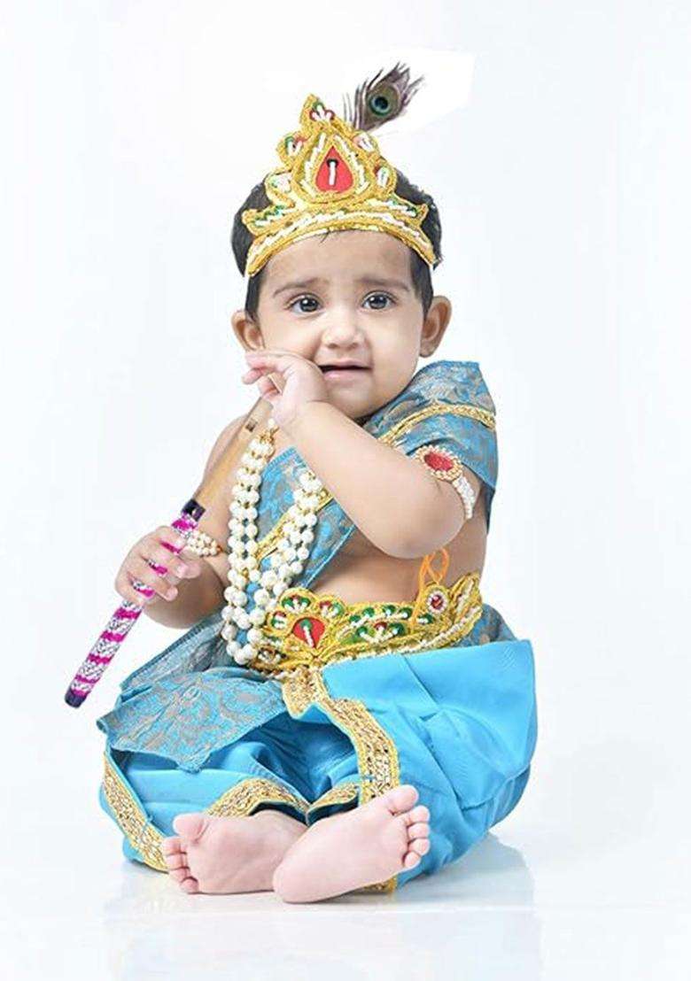 Turquoise Blue Blended Costume For Boys  - Indya
