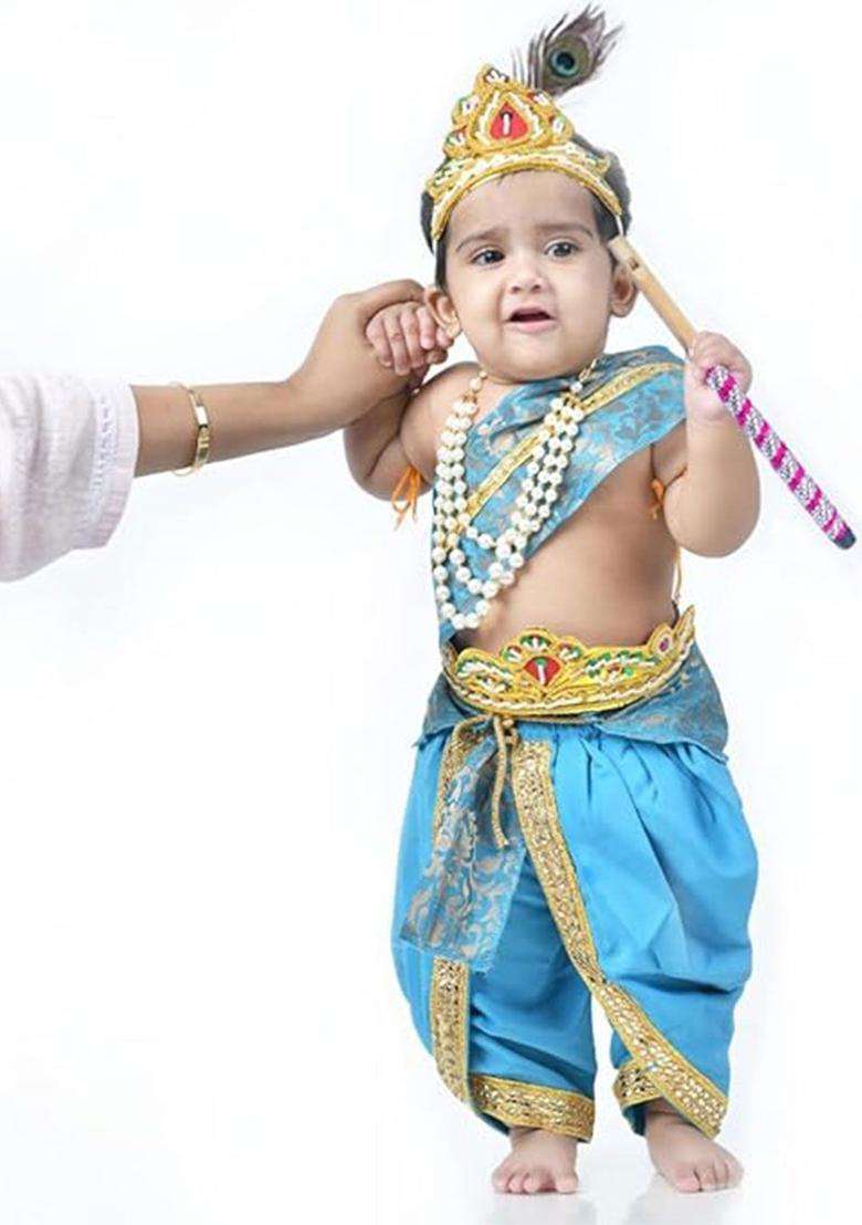 Turquoise Blue Blended Costume For Boys  - Indya
