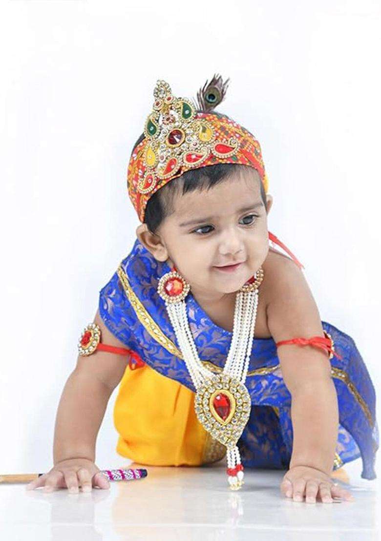 Turquoise Blue Blended Costume For Boys  - Indya