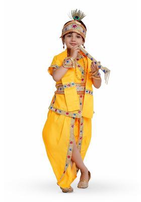 Yellow Embellished Polyester Costume For Boys 