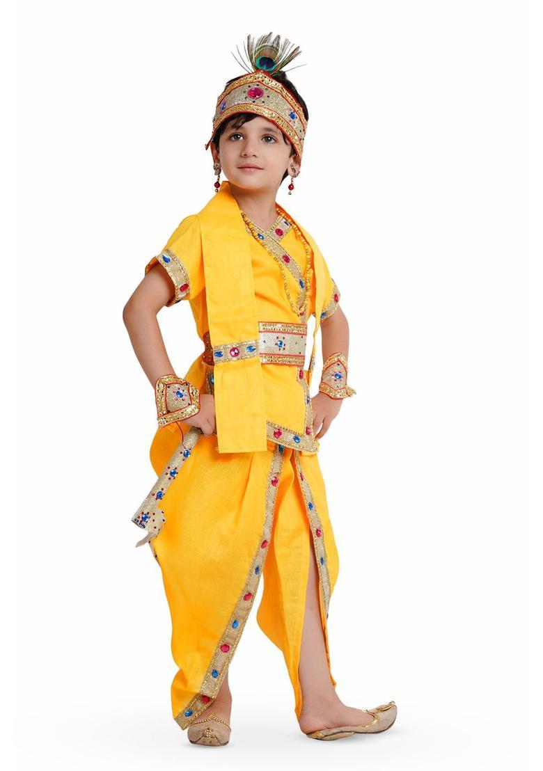 Yellow Embellished Polyester Costume For Boys  - Indya