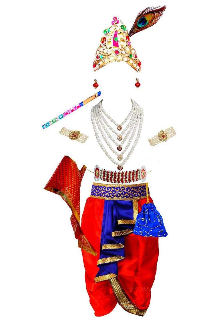 Red Embellished Silk Costume For Boys  - Indya