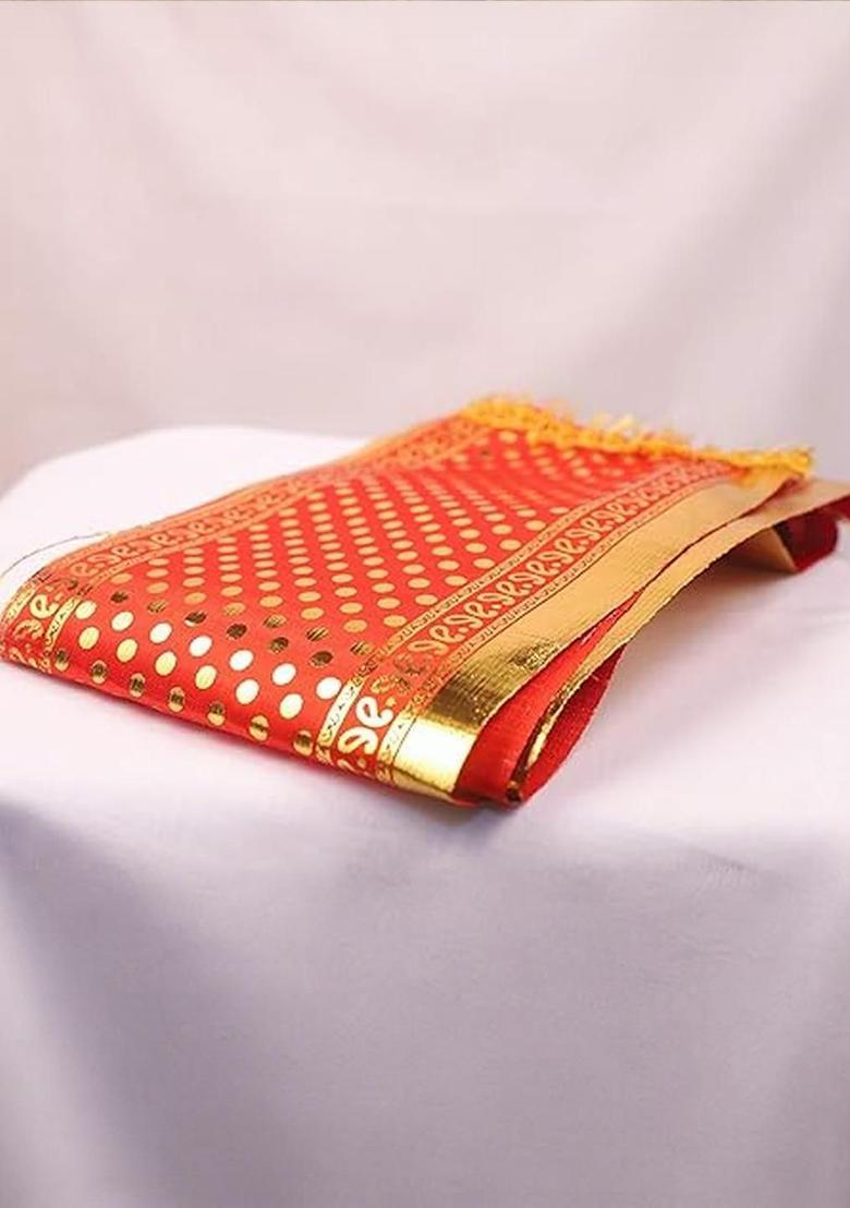 Red Embellished Silk Costume For Boys  - Indya