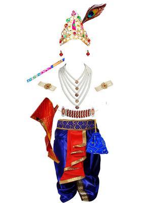 Blue Solid Silk Costume For Boys 