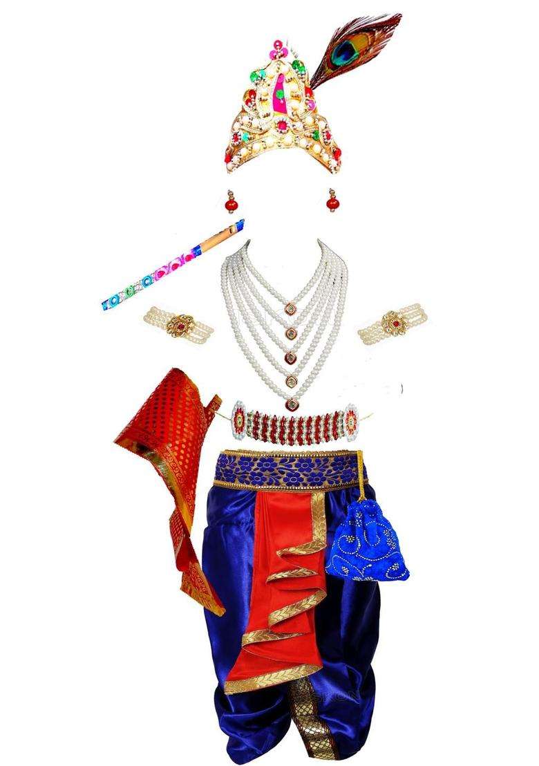 Blue Solid Silk Costume For Boys  - Indya