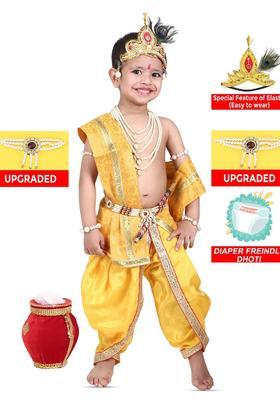 Yellow Solid Polyester Costume For Boys 