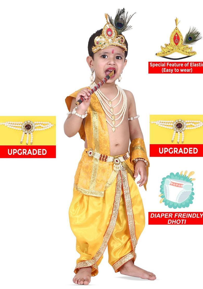 Yellow Solid Polyester Costume For Boys  - Indya