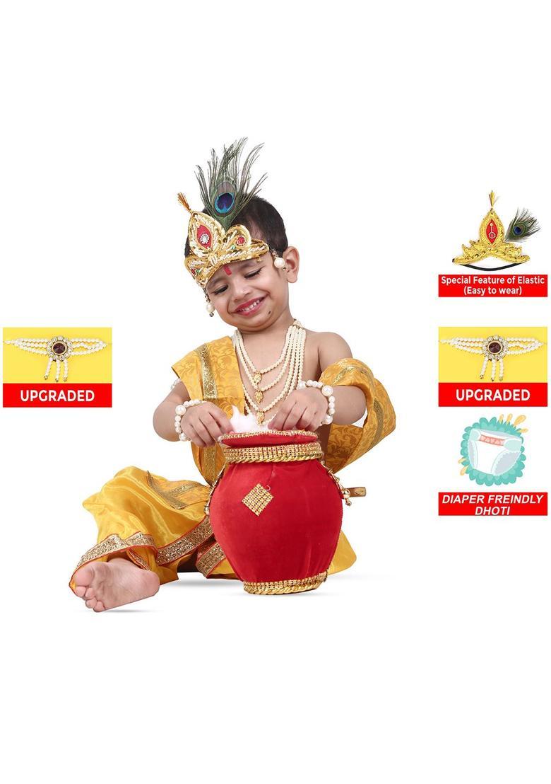 Yellow Solid Polyester Costume For Boys  - Indya
