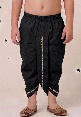 Black Solid Cotton Dhoti For Boys 